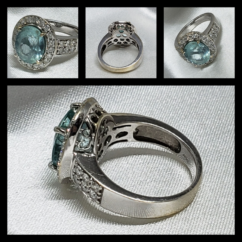 No longer avail. Pariaba & Diamond 18K White  Ring!Appraised $5400. See Video!!! - Picture 9 of 9